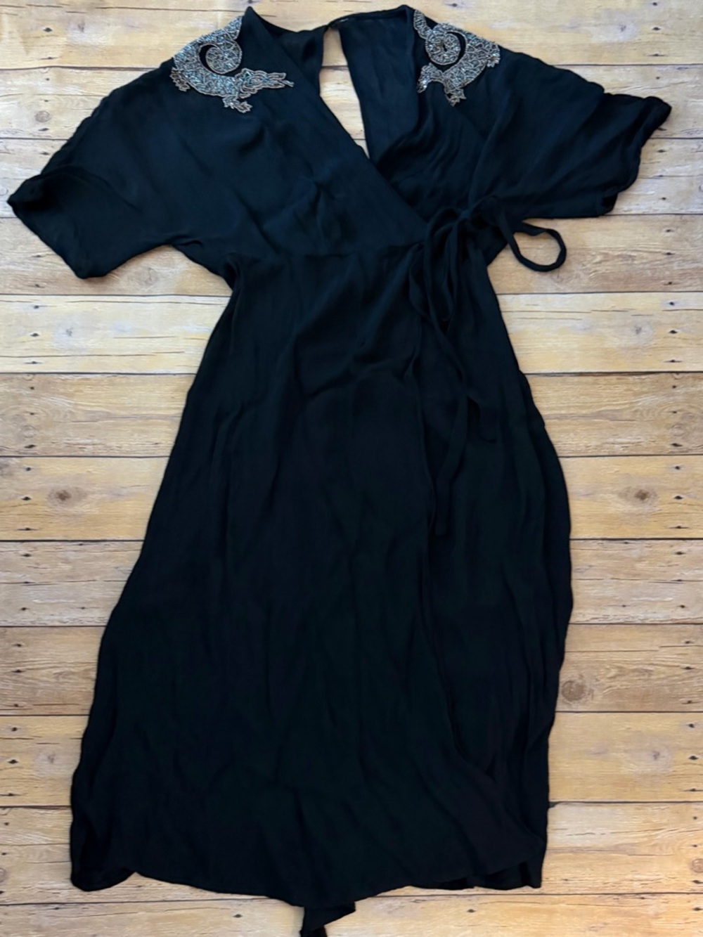 Top shop Black Embellished Wrap Maxi Dress